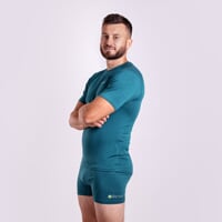 E NKR pánské tričko krátký rukáv bambus černá/sv.zelené prošití