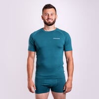 E NKR pánské tričko krátký rukáv bambus černá/sv.zelené prošití