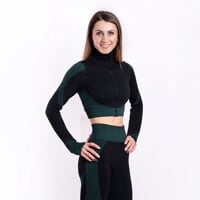 GEMA CROP LS dámská bezešvá sportovní mikina černá/zelená