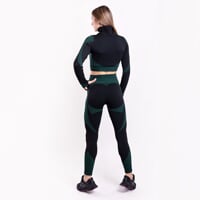 GEMA CROP LS dámská bezešvá sportovní mikina černá/zelená