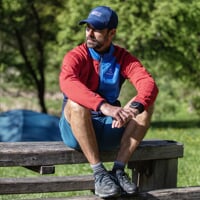 GLACIER men's functional jacket red/blue/dk.blue