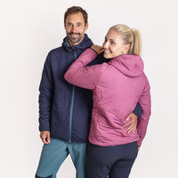 HESTIE reversible women's jacket with merino blackened blue/red violet