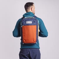 TRAVEL BAG travel backpack terracotta/navy/yellow